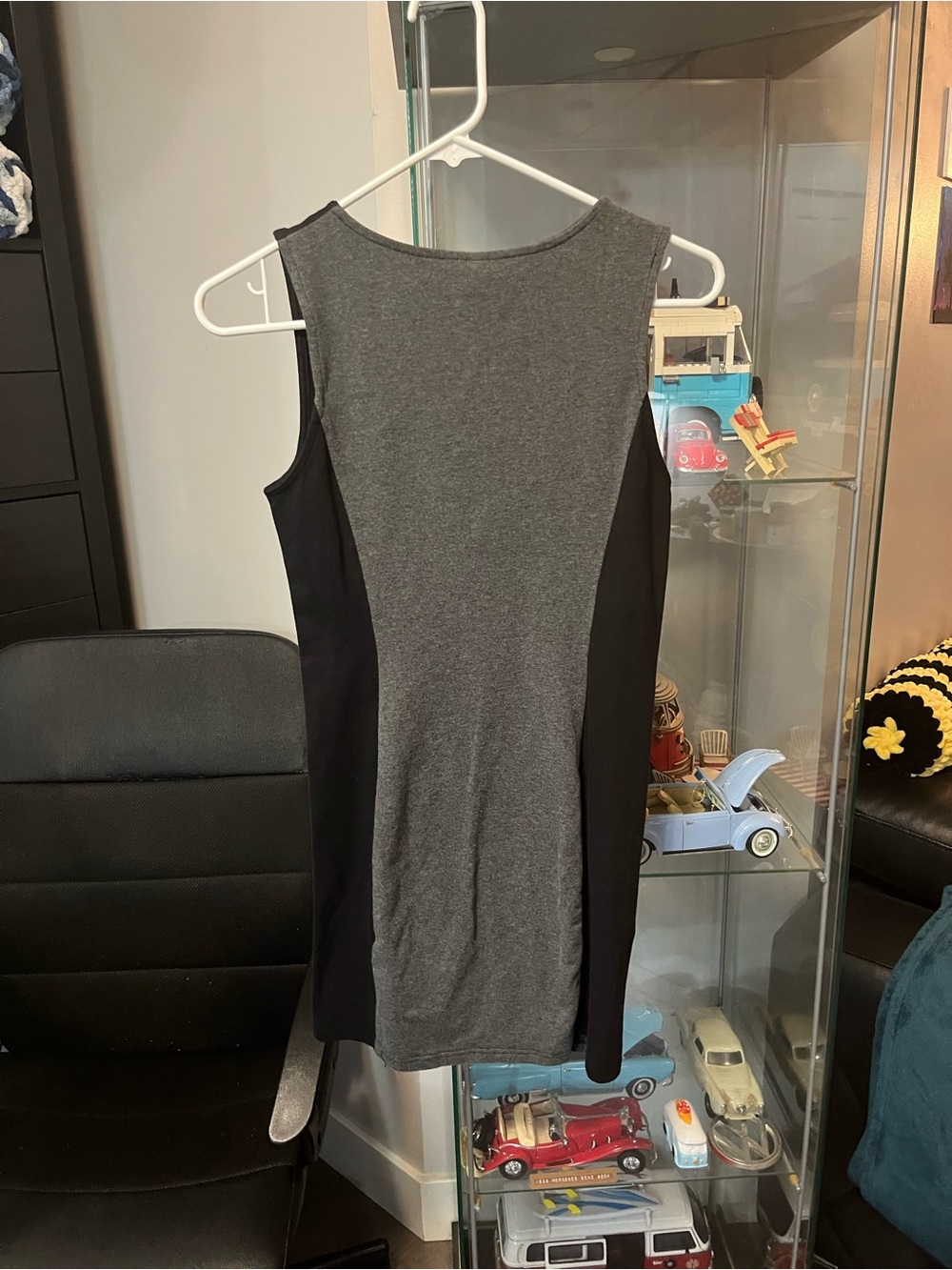 Divided Grey and Black Zip-Front Bodycon Mini Dress - Picture 2 of 2